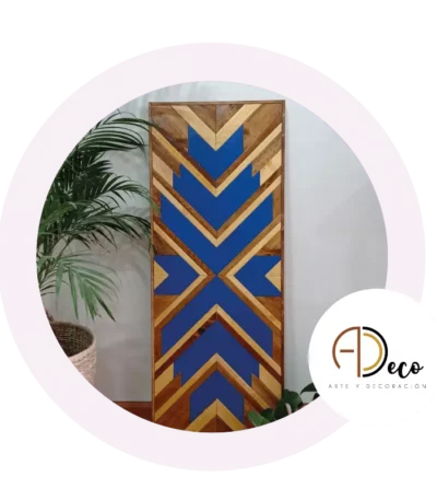 Adeco- cuadro-madera-azul